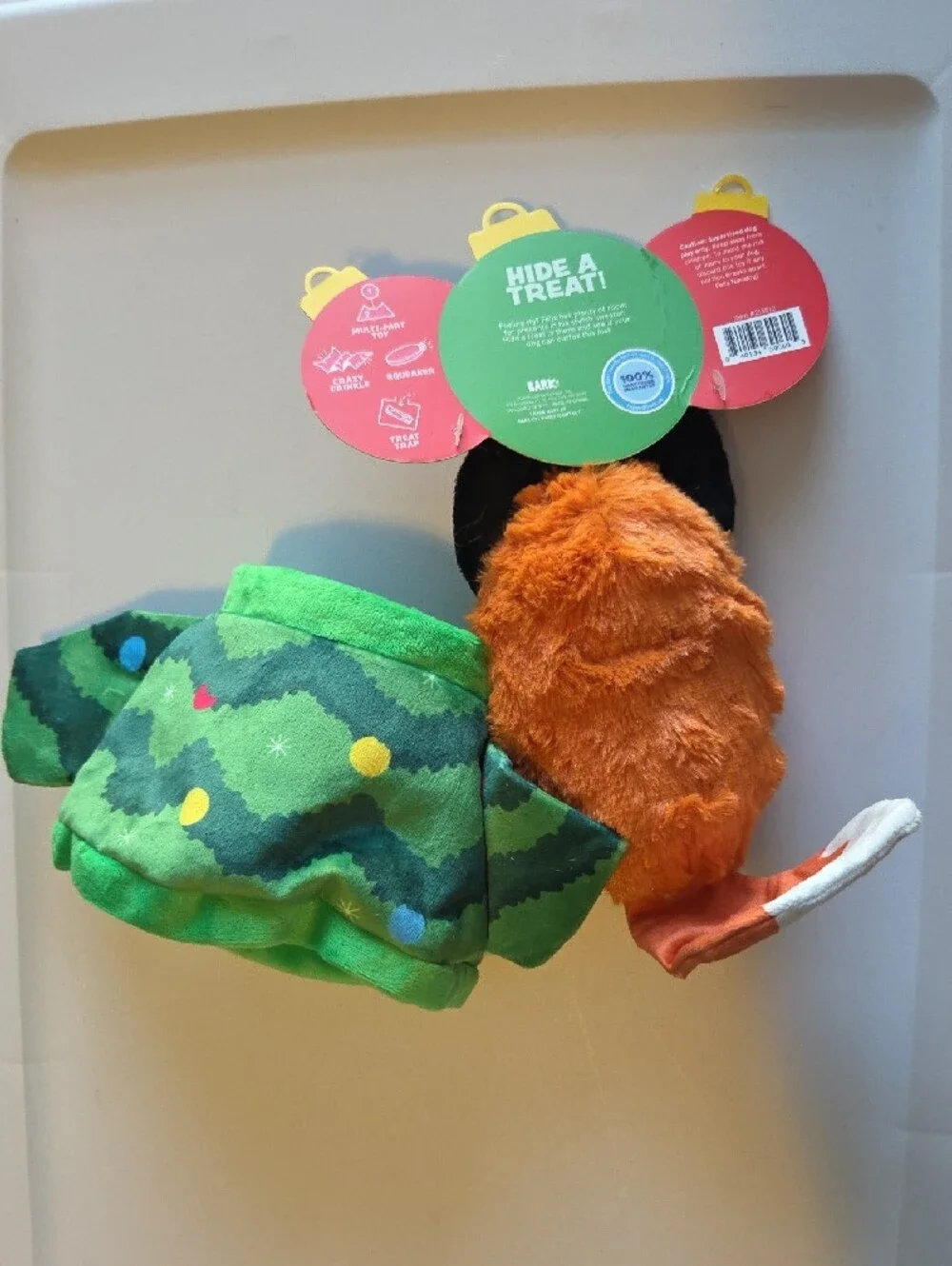 💰 3 For $35 - Bark Box Festive Felix Green Fox Plush Holiday Toy